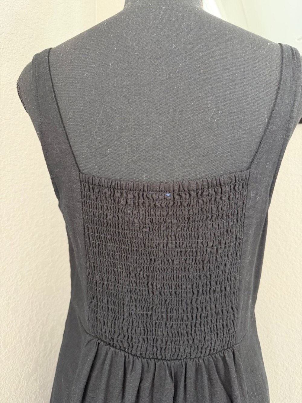 OLD NAVY Black Linen Midi Dress Sweetheart Neck Medium - Picture 9 of 11